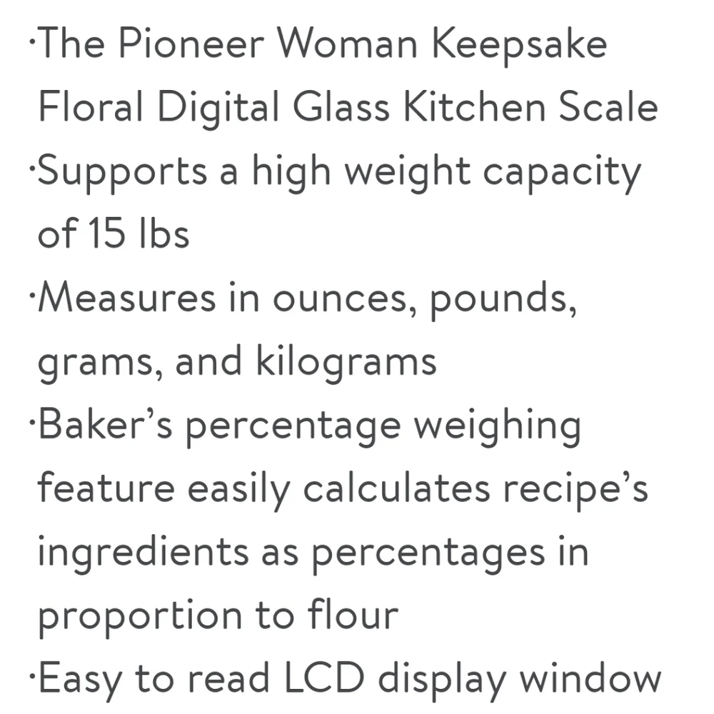 ❤️ SALE New Pioneer Woman Keepsake Floral 15 Lbs Bakery Digital Glass Scale
